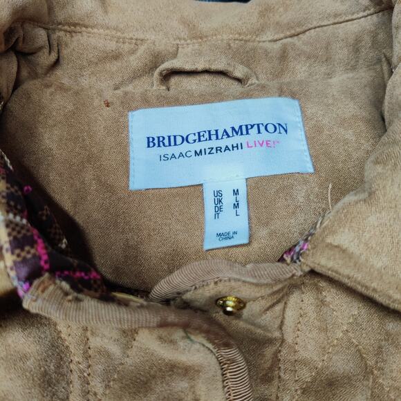 Bridge Hampton Isaac Mizrahi Faux Suede Quilted Barn Coat Medium Tan Western - Picture 10 of 14